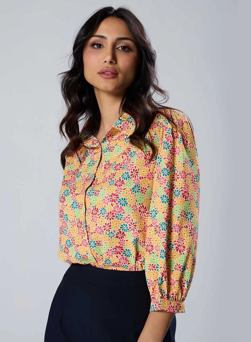 Zigzag Ditsy Floral Printed Top